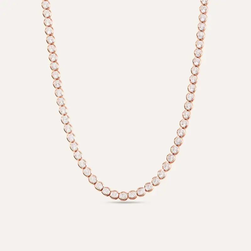Collana Tennis Romantic Shine Metallo Rosa Cristallo