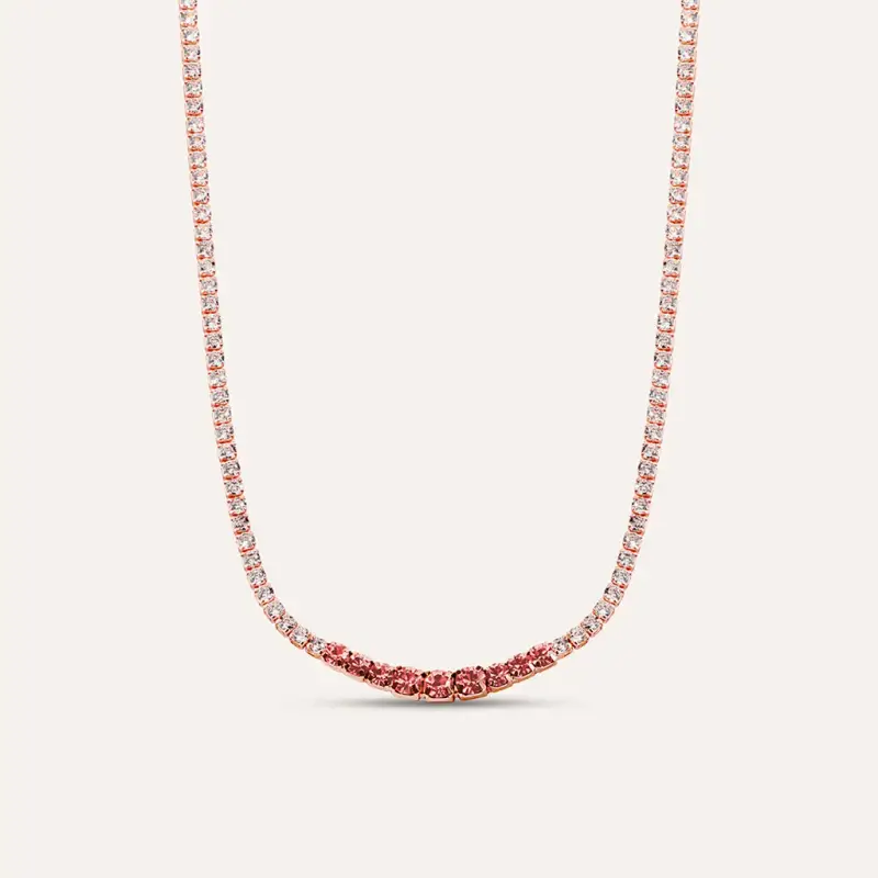 Collana Tennis Romantic Shine Metallo Rosa Cristallo