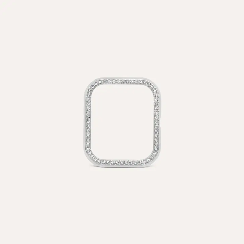 Cover in Plastica Argentata con Cristalli Bianchi Compatibile con Stroili Smartwatch Square