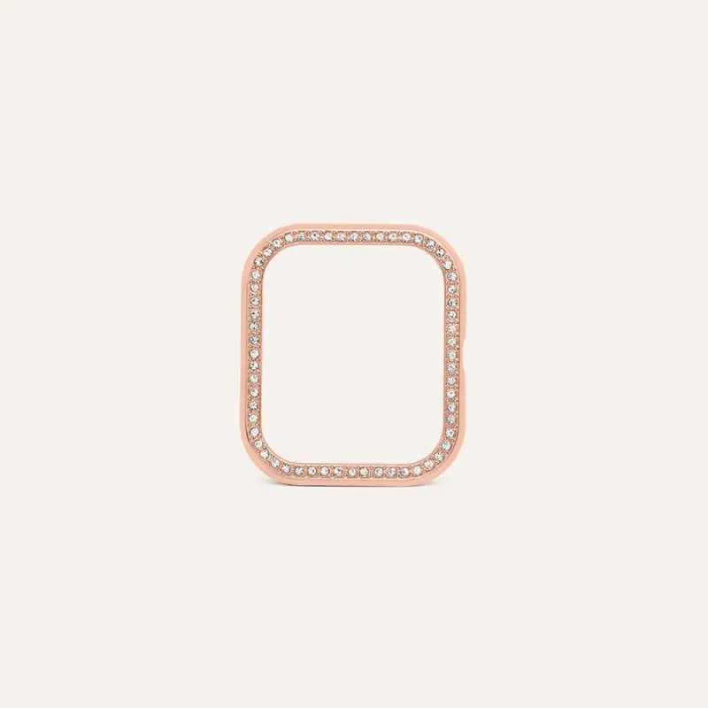 Cover in Plastica Rosata con Cristalli Bianchi Compatibile con Stroili Smartwatch Square