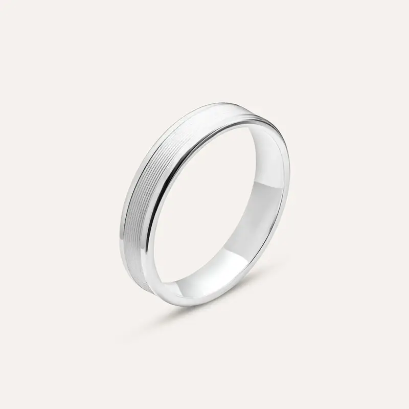 Fede Classica 4 mm Argento Rodiato