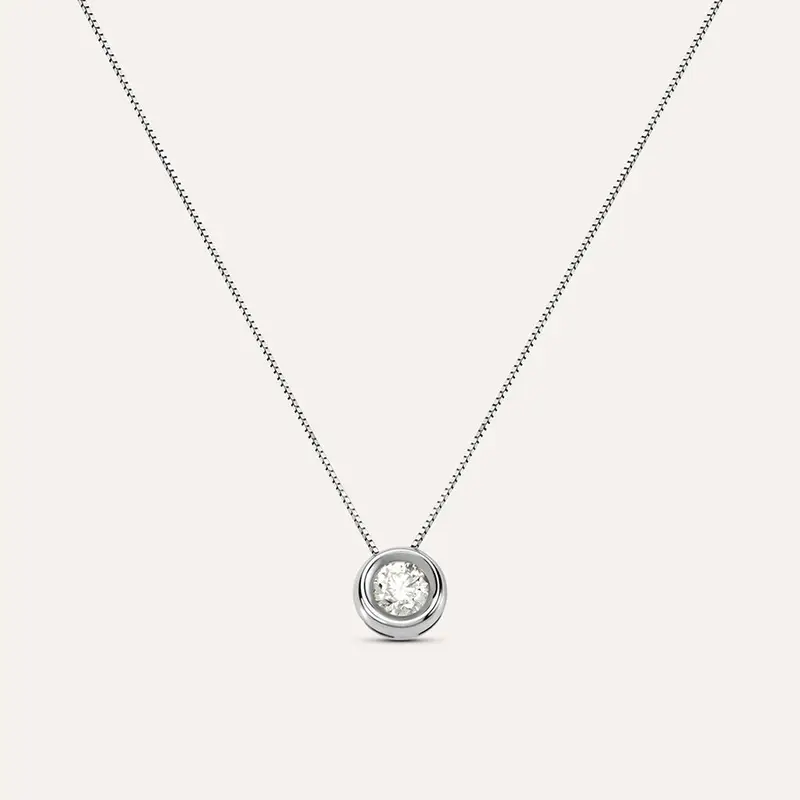 Girocollo punto luce in oro bianco con brillante 0 40 ct