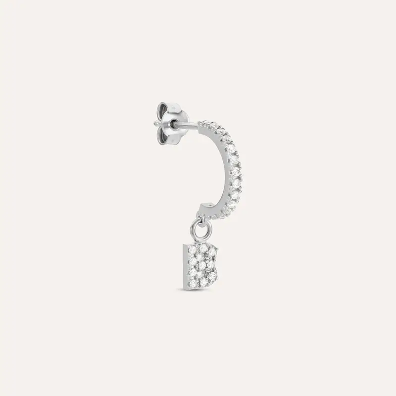 Mono Orecchino A Cerchio Silver Moments Argento Rodiato Cubic Zirconia
