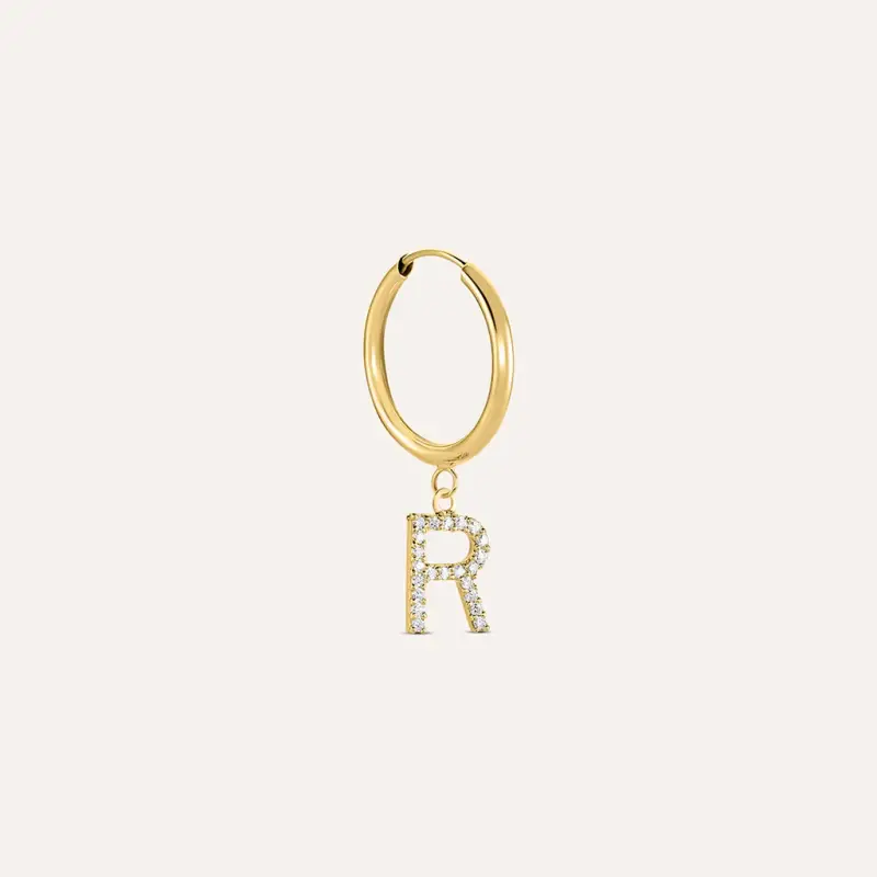 Mono Orecchino A Cerchio Toujours Oro Giallo Cubic Zirconia