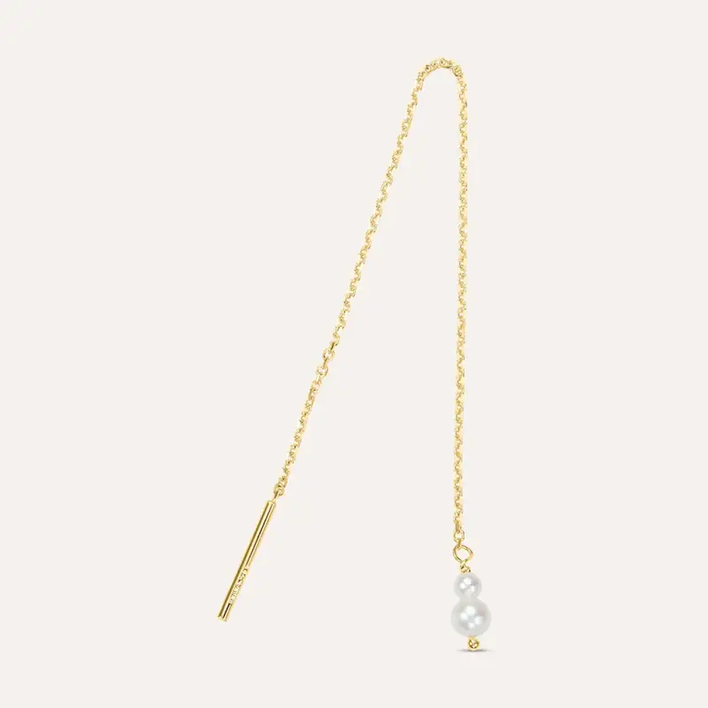 Mono Orecchino Pendente Beverly Oro Giallo Perla D Acqua Dolce