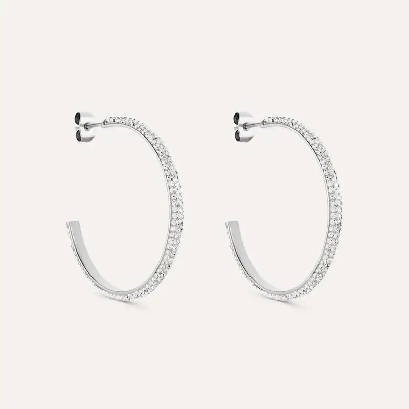 Orecchini A Cerchio Aura Acciaio Cristallo