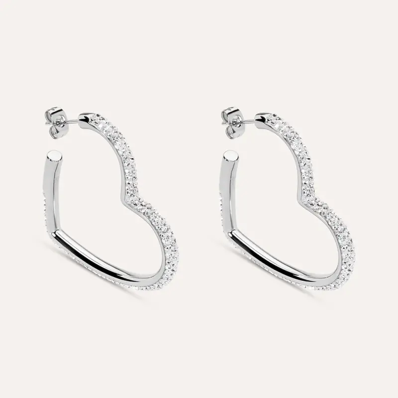 Orecchini A Cerchio Aura Acciaio Cristallo