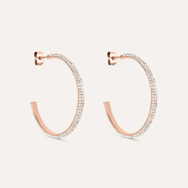 Orecchini A Cerchio Aura Acciaio Rosa Cristallo