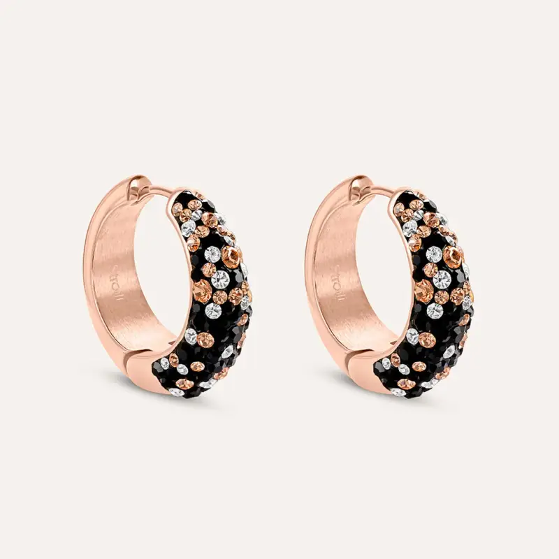 Orecchini A Cerchio Aura Acciaio Rosa Cristallo