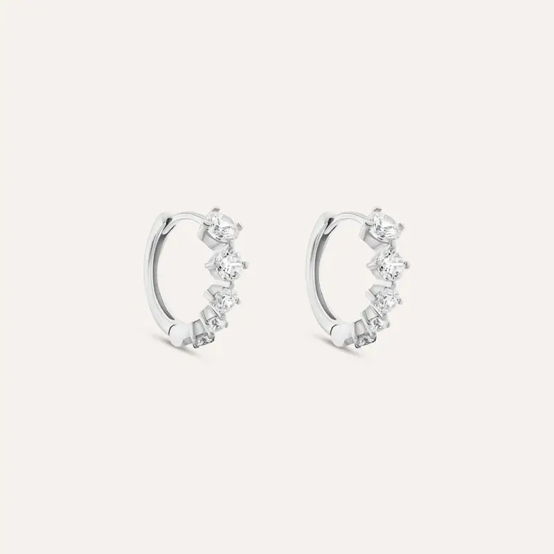 Orecchini A Cerchio Claire Oro Bianco Cubic Zirconia