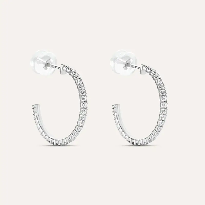 Orecchini A Cerchio Claire Oro Bianco Cubic Zirconia