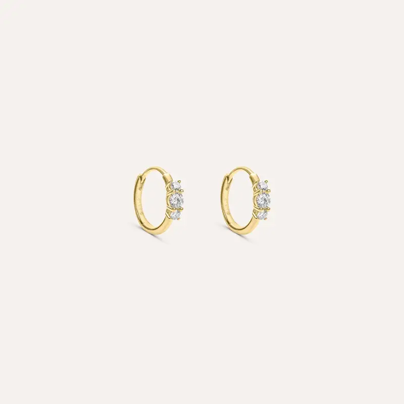 Orecchini A Cerchio Diamade Glam Oro Giallo Diamante Lab-Grown