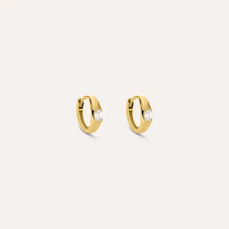 Orecchini A Cerchio Diamade Glam Oro Giallo Diamante Lab-Grown