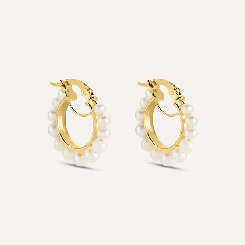 Orecchini A Cerchio Gabrielle Oro Giallo Perla D Acqua Dolce