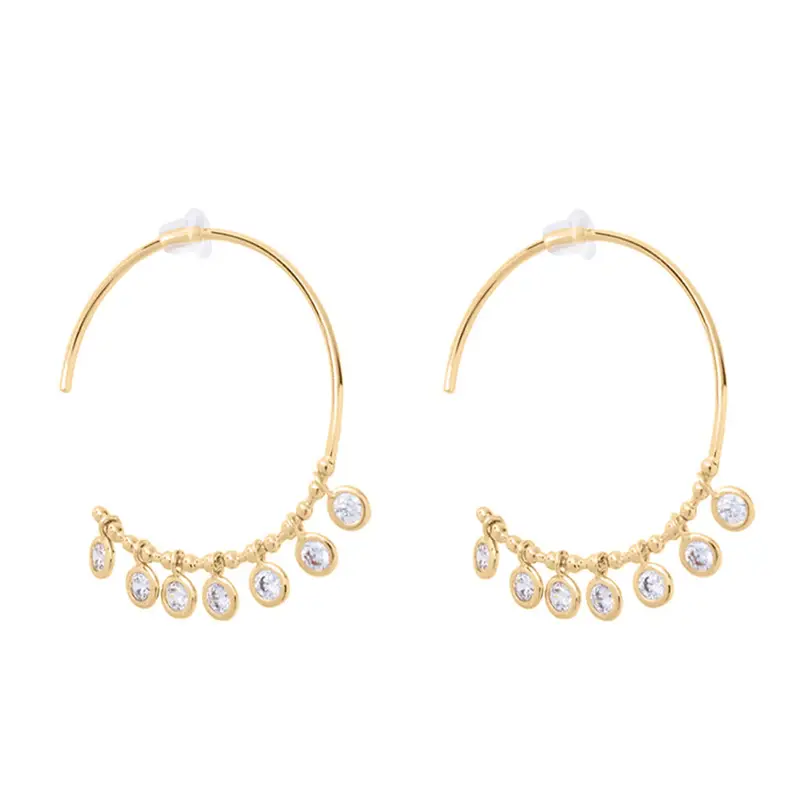 Orecchini A Cerchio Golden Dream Placcato Oro Giallo Cubic Zirconia