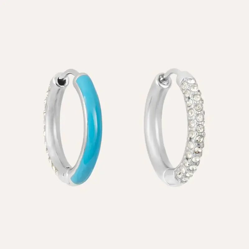 Orecchini A Cerchio Lady Sweet Acciaio Cristallo