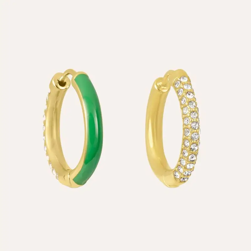 Orecchini A Cerchio Lady Sweet Acciaio Dorato Cristallo