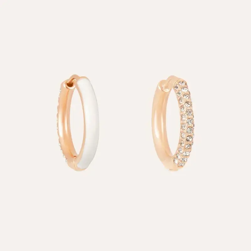 Orecchini A Cerchio Lady Sweet Acciaio Rosa Cristallo