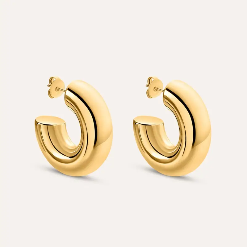 Orecchini A Cerchio Radiance Acciaio Dorato