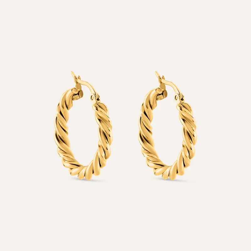 Orecchini A Cerchio Radiance Acciaio Dorato