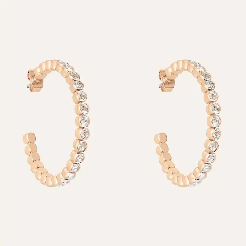 Orecchini A Cerchio Romantic Shine Metallo Rosa Cristallo