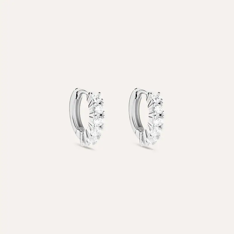 Orecchini A Cerchio Silver Elegance Argento Rodiato Cubic Zirconia