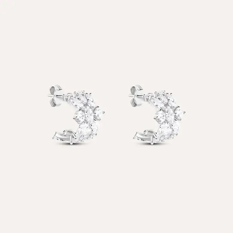 Orecchini A Cerchio Silver Elegance Argento Rodiato Cubic Zirconia