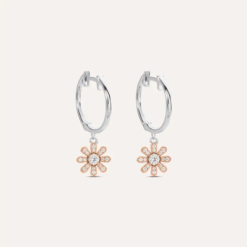 Orecchini A Cerchio Silver Moments Argento Bicolore Bianco / Rosa Cubic Zirconia