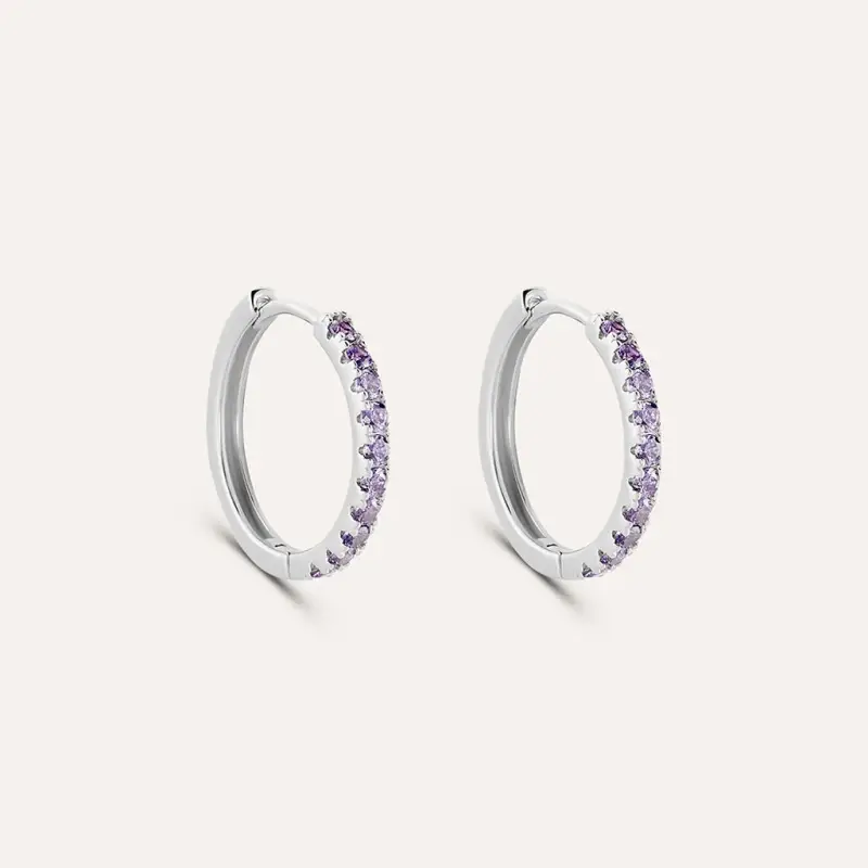 Orecchini A Cerchio Silver Rainbow Argento Rodiato Cubic Zirconia