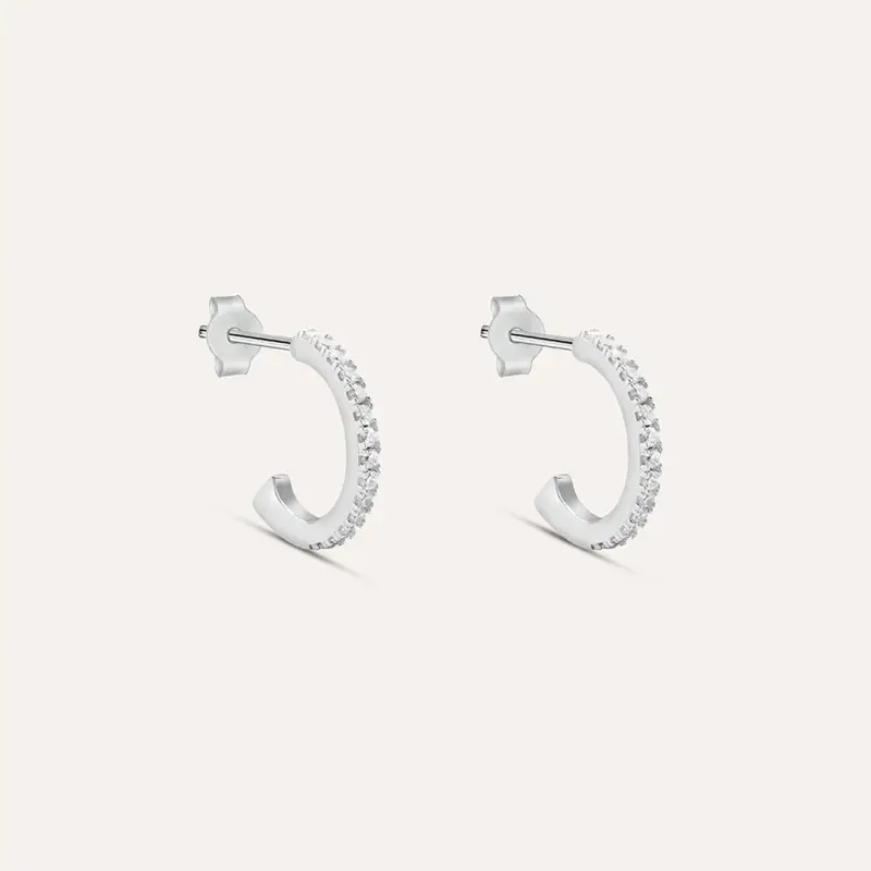 Orecchini A Cerchio Silver Rainbow Argento Rodiato Cubic Zirconia