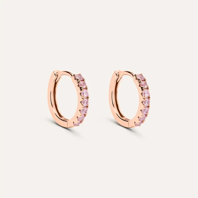 Orecchini A Cerchio Silver Rainbow Argento Rosa Cubic Zirconia