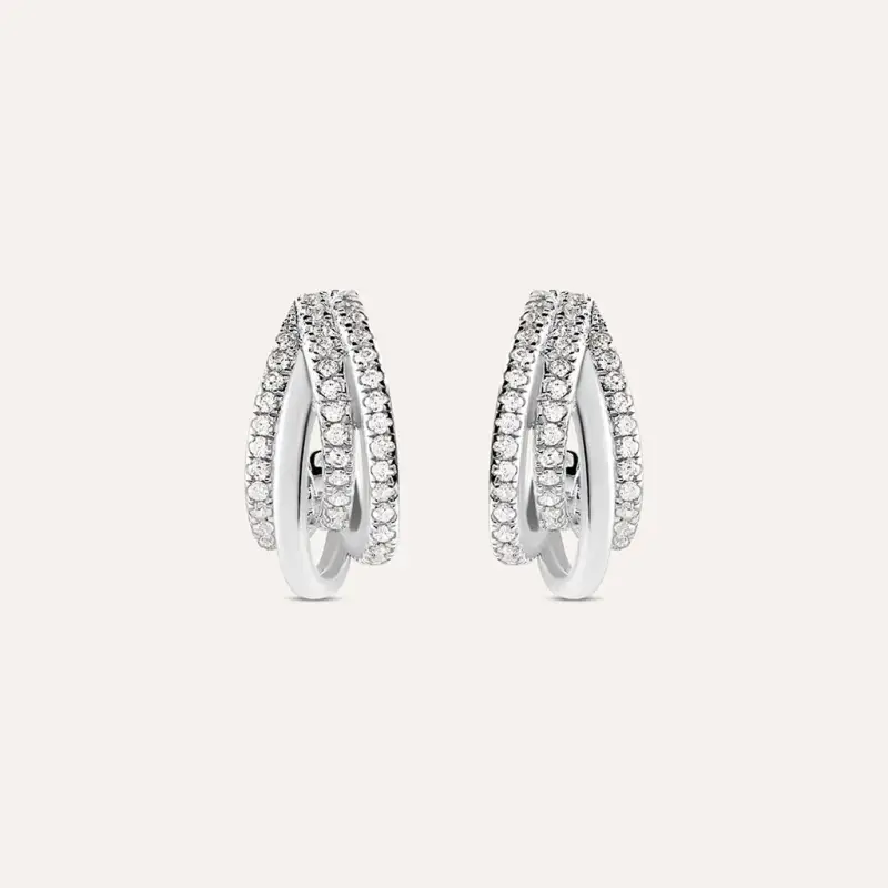 Orecchini A Cerchio Silver Shine Argento Rodiato Cubic Zirconia