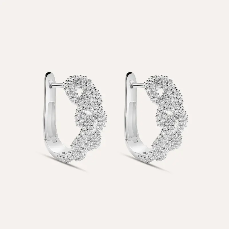 Orecchini A Cerchio Silver Shine Argento Rodiato Cubic Zirconia