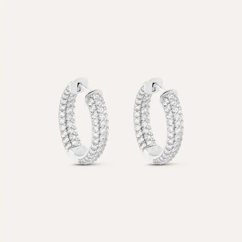 Orecchini A Cerchio Silver Shine Argento Rodiato Cubic Zirconia