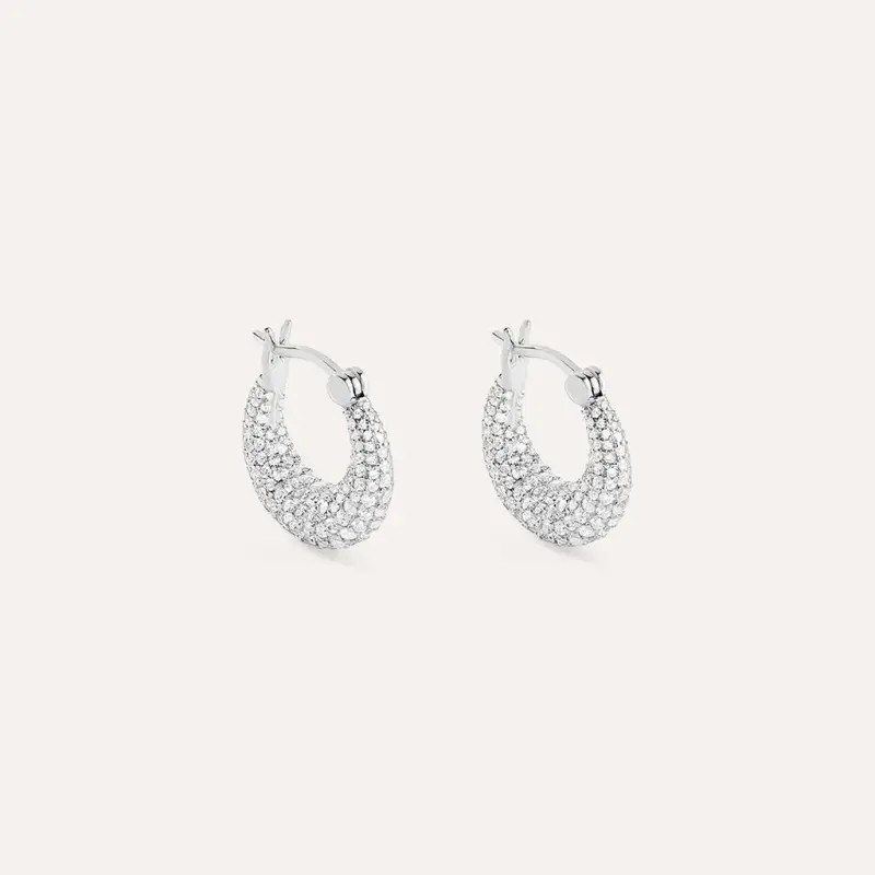 Orecchini A Cerchio Silver Shine Argento Rodiato Cubic Zirconia