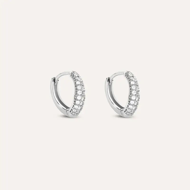 Orecchini A Cerchio Silver Shine Argento Rodiato Cubic Zirconia
