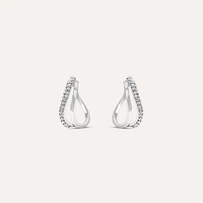 Orecchini A Cerchio Toujours Oro Bianco Cristallo