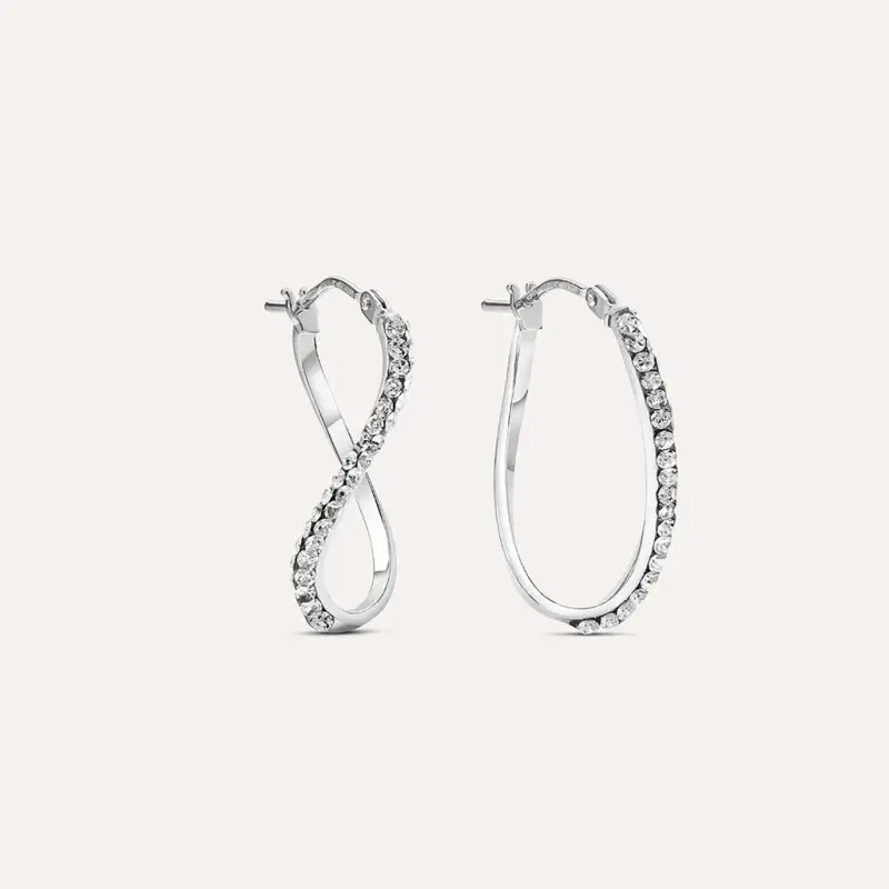 Orecchini A Cerchio Toujours Oro Bianco Cristallo
