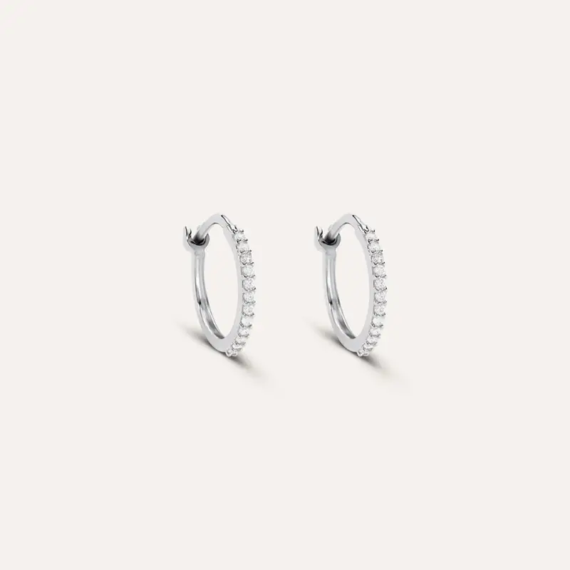 Orecchini A Cerchio Toujours Oro Bianco Cubic Zirconia