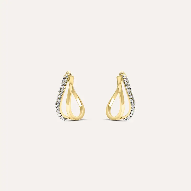 Orecchini A Cerchio Toujours Oro Giallo Cristallo