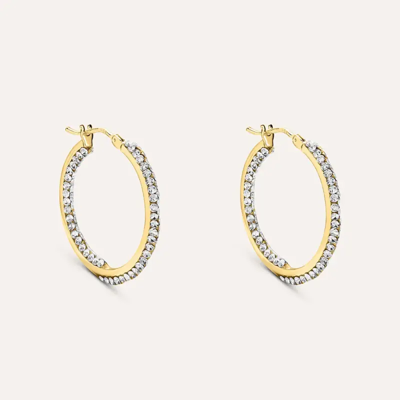 Orecchini A Cerchio Toujours Oro Giallo Cristallo