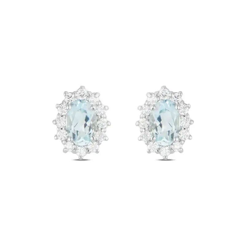 Orecchini Lobo Acquamarina Oro Bianco Acquamarina Diamante