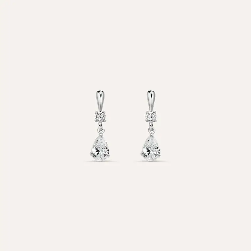 Orecchini Lobo Bon Ton Oro Bianco Cubic Zirconia