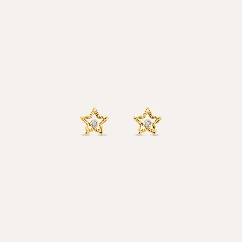 Orecchini Lobo Mon Petit Oro Bicolore Diamante