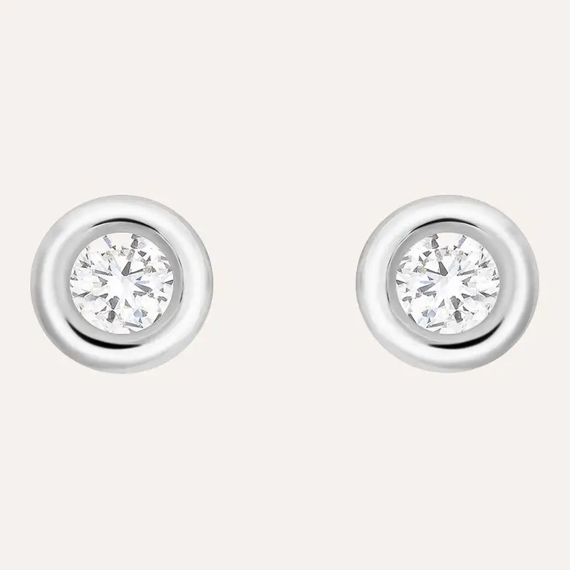 Orecchini Lobo Punto Luce Diamade Oro Bianco Diamante Lab-Grown