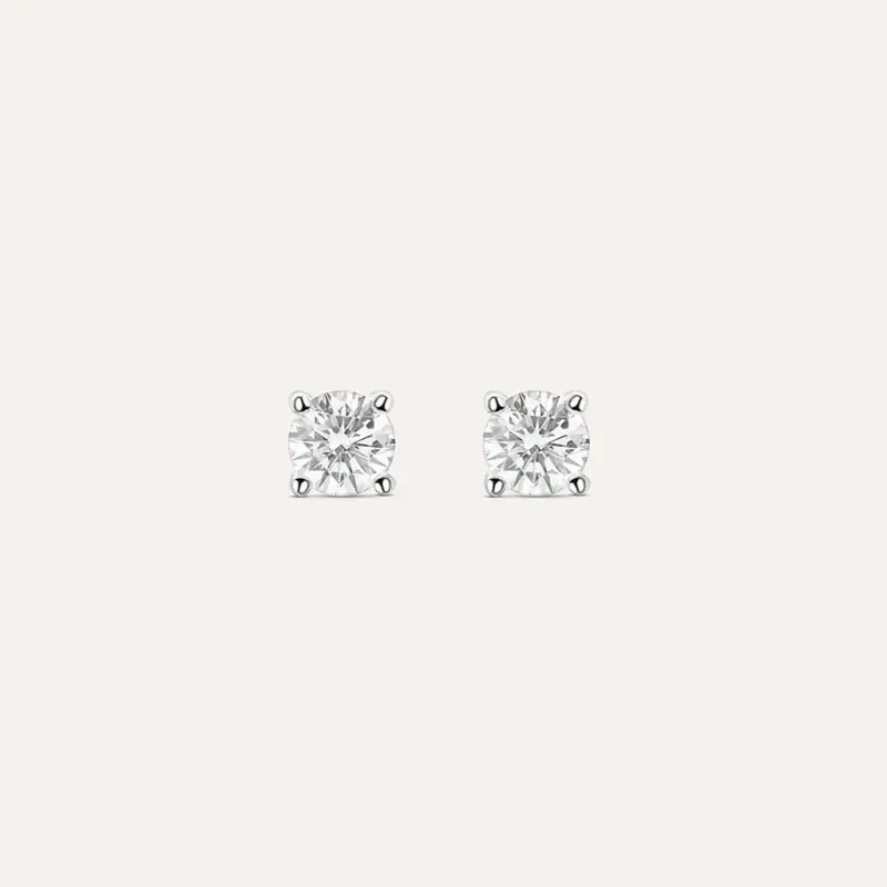 Orecchini Lobo Punto Luce Diamade Oro Bianco Diamante Lab-Grown