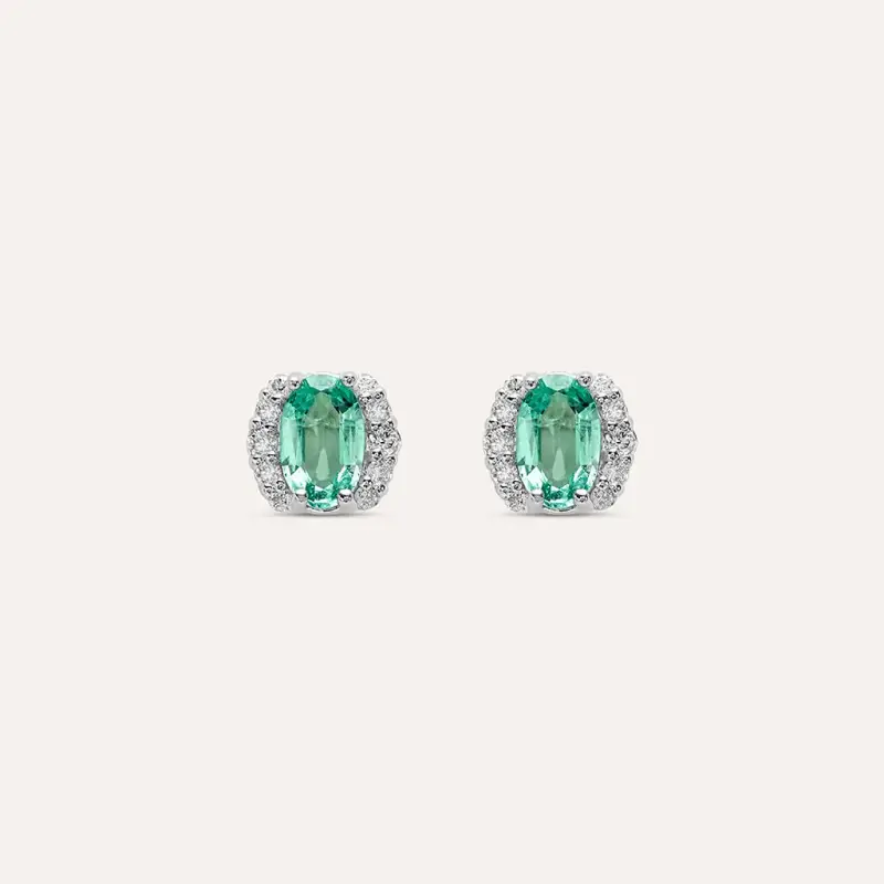 Orecchini Lobo Punto Luce Elizabeth Crown Oro Bianco Smeraldo Diamante