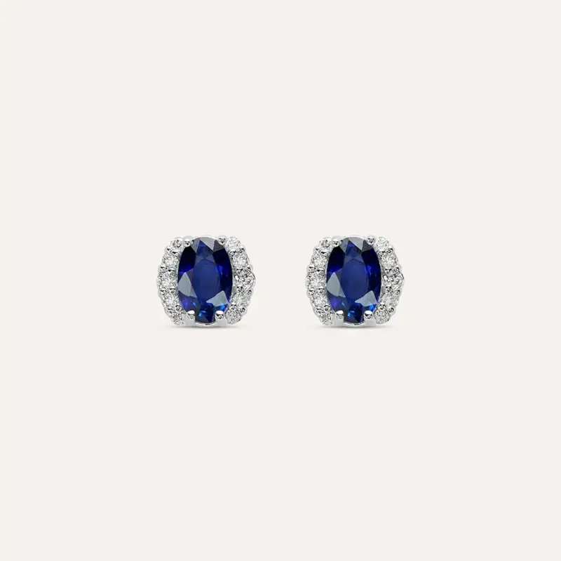 Orecchini Lobo Punto Luce Elizabeth Crown Oro Bianco Zaffiro Diamante