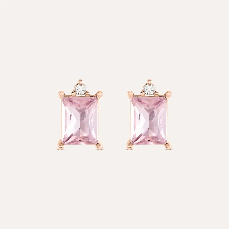 Orecchini Lobo Punto Luce Violet Ottone Rosa Cristallo