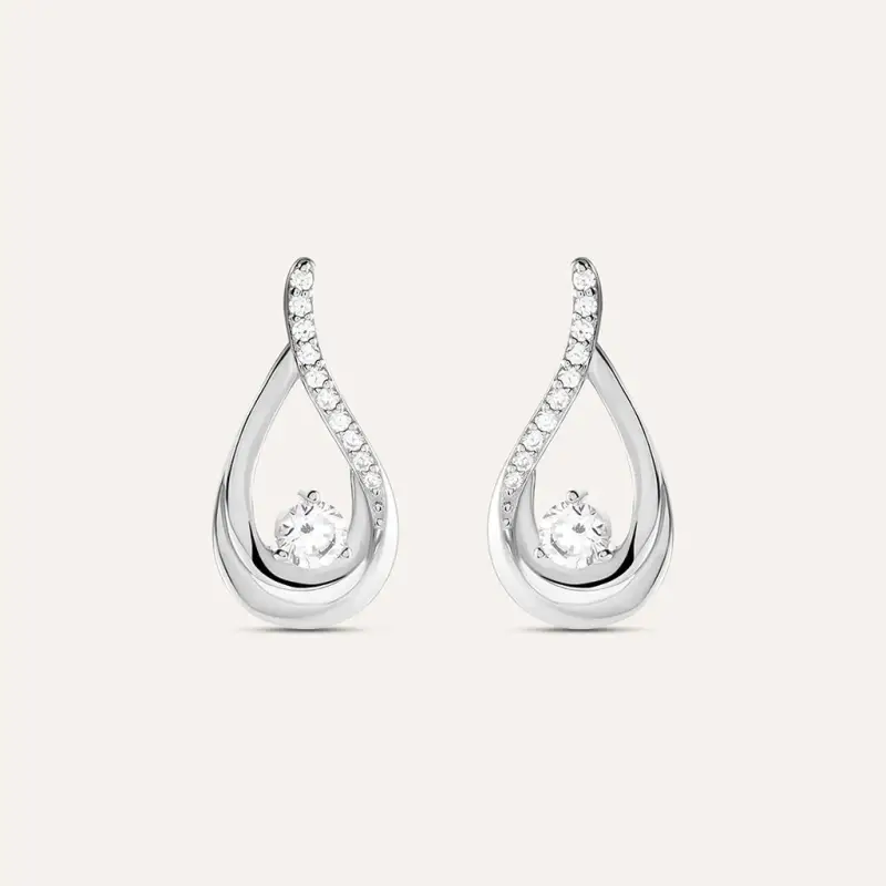 Orecchini Lobo Silver Elegance Argento Rodiato Cubic Zirconia